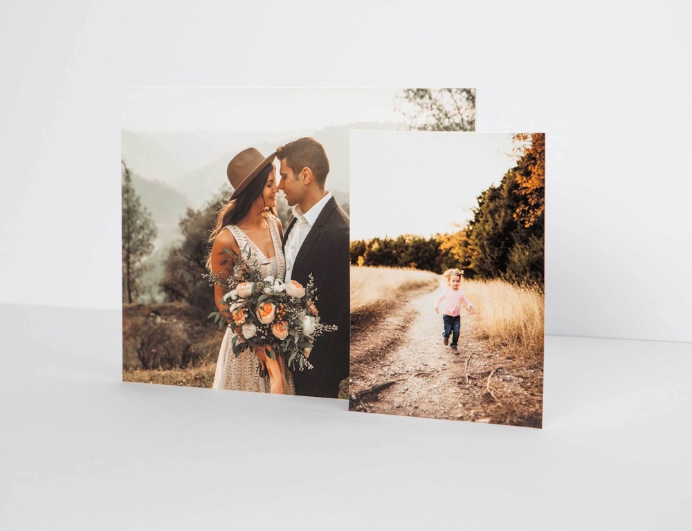 Wedding couple and child running in field portraits on Fine Art Prints
