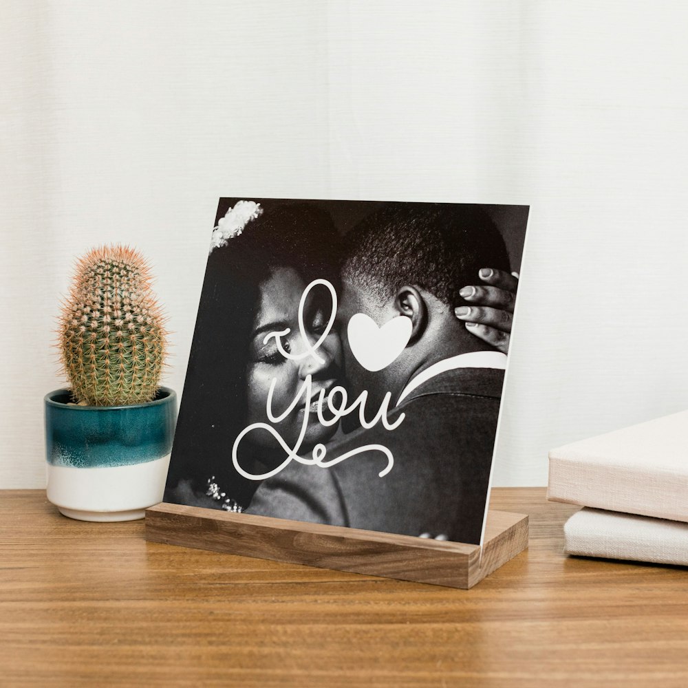 Fine Art Print with stand with I Love You Overlay