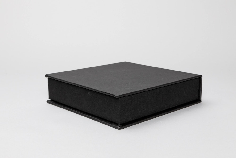 Closed Box Showing Black Interior Album Box Fabric