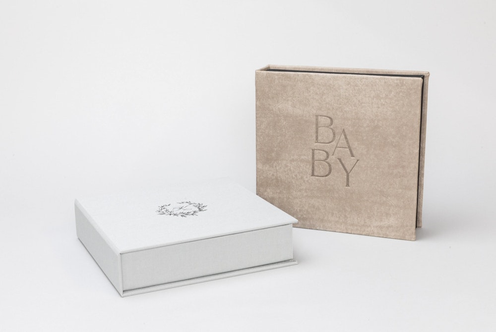 Two Album Boxes in a Full Material Box Cover Style and Custom Debossing
