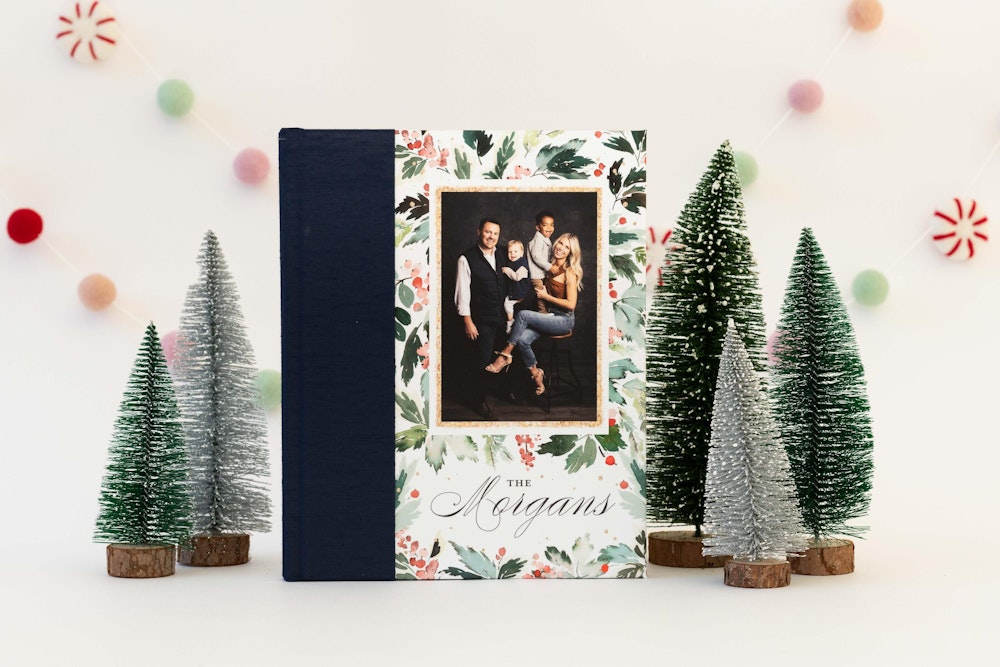 WHCC Holiday 2023 Layflat Book Combo Cover with Navy Silk Fabric