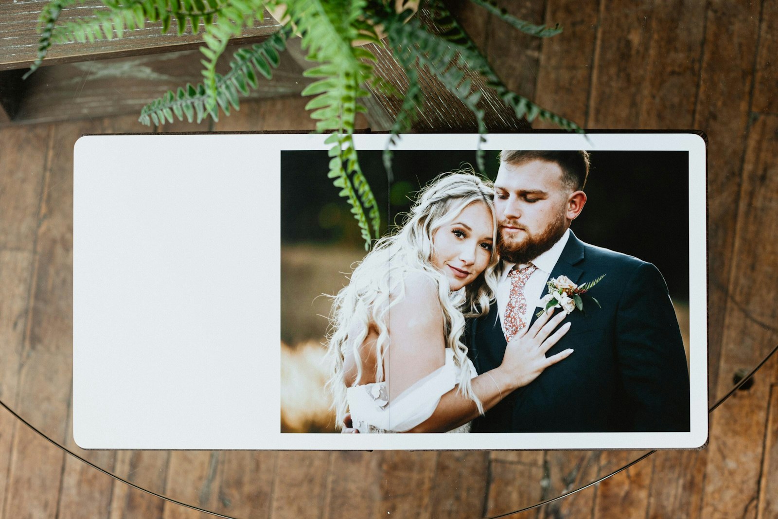 Open flush-mount wedding spread printed edge to edge