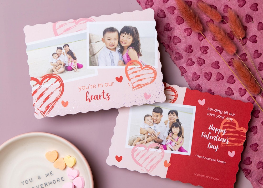 Pink and red styled Valentines Day card designs