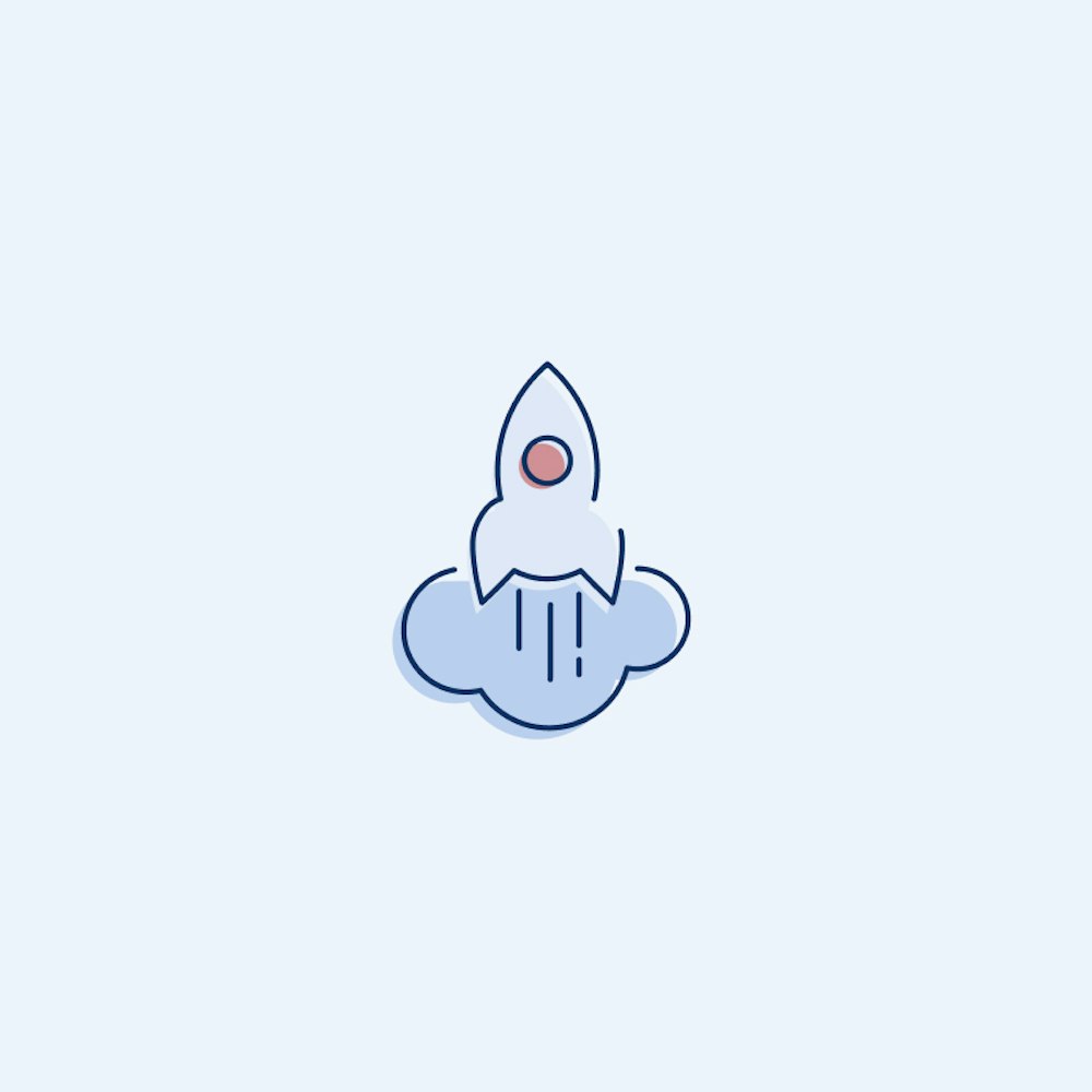 Rocket illustration on blue