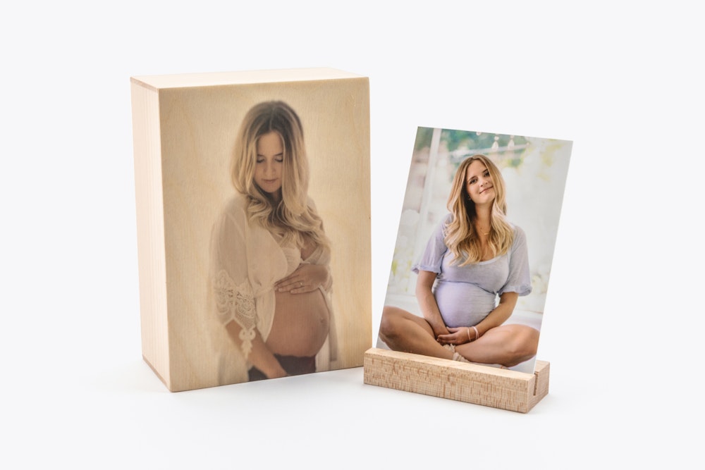 5×7 Wood Box and mounted prints with display stand