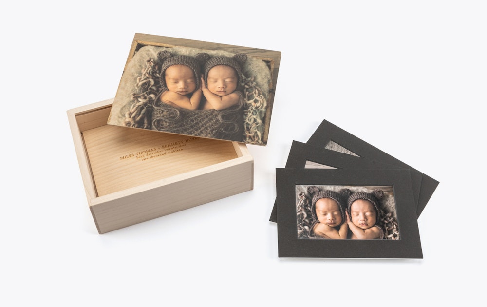 5×7 Wood Box with black matted prints