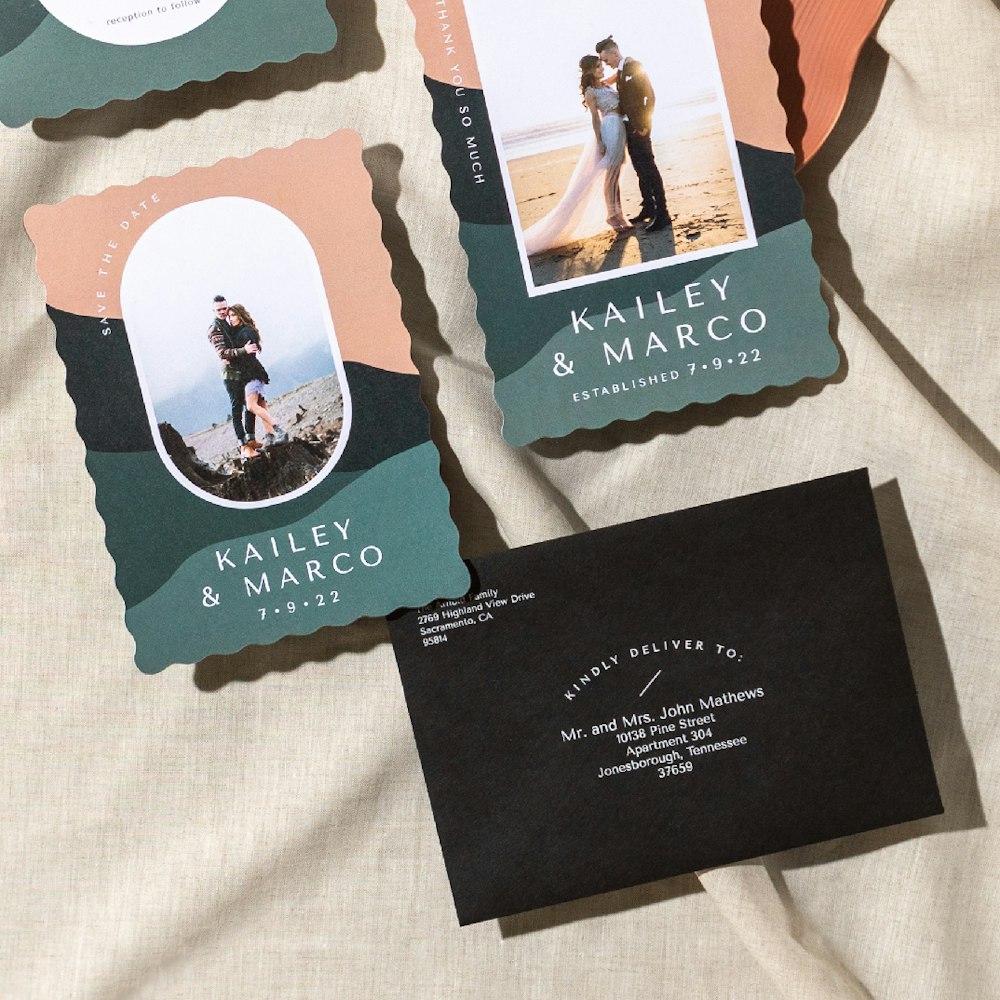 Wedding Cards Multiple Black Envelope Organic Landscape