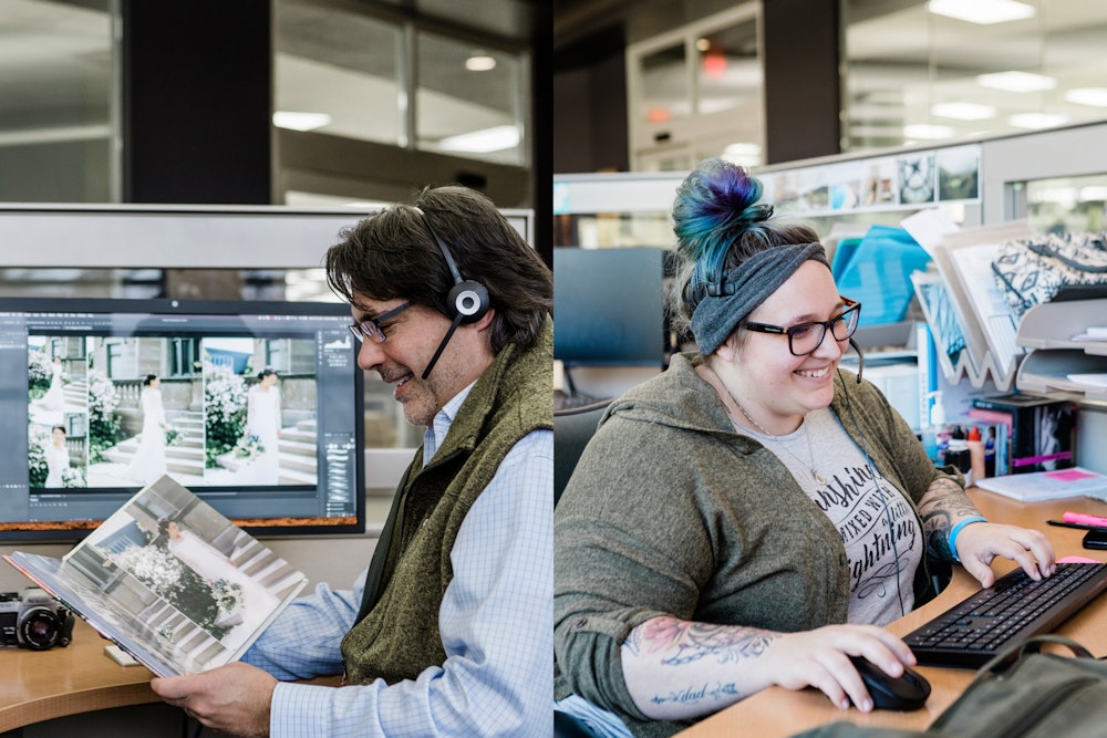 Collage of WHCC customer service staff at desks