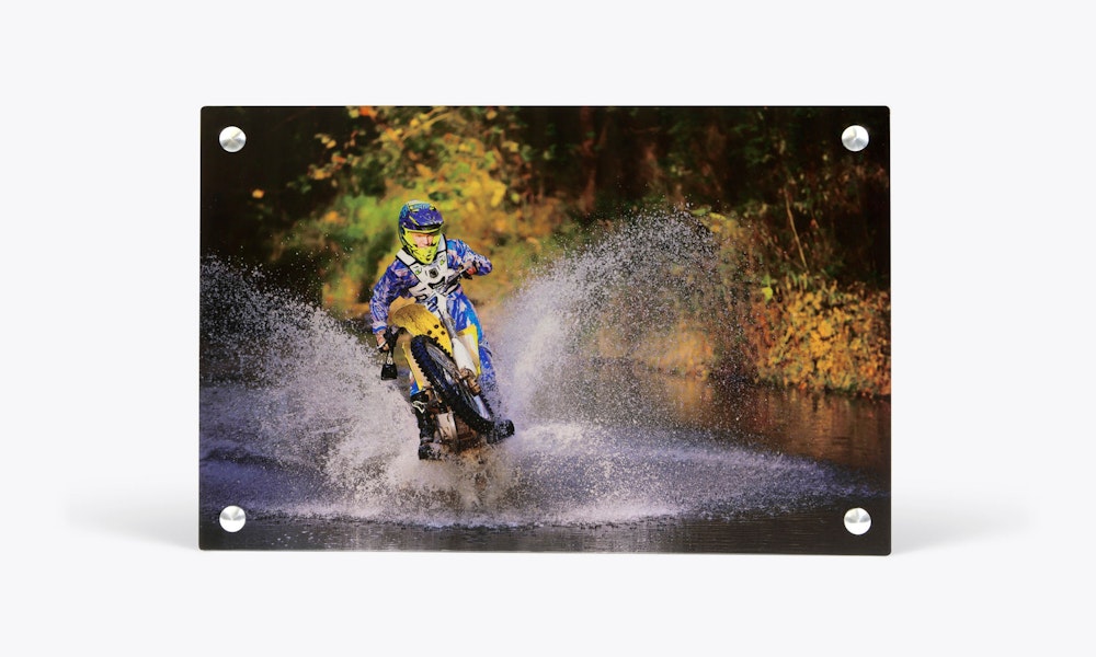 Extreme sports photography on Clear Base Metal Print with metal posts