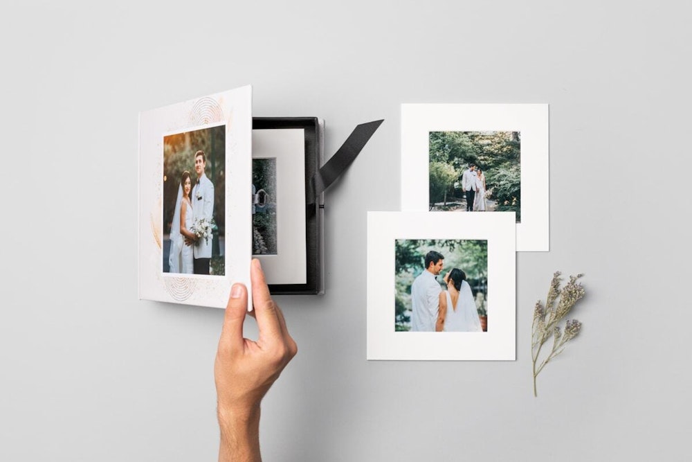 Whcc custom cover wedding image box with hand and mounted prints