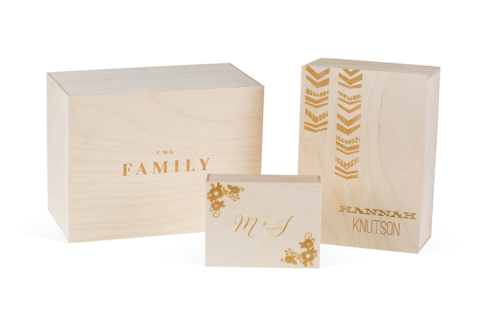 Multiple engraved lid Wood Boxes