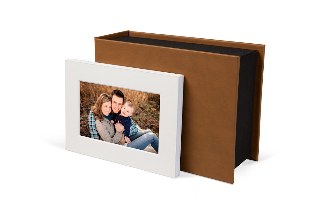 Material cover Image Box with matted Photographic Prints
