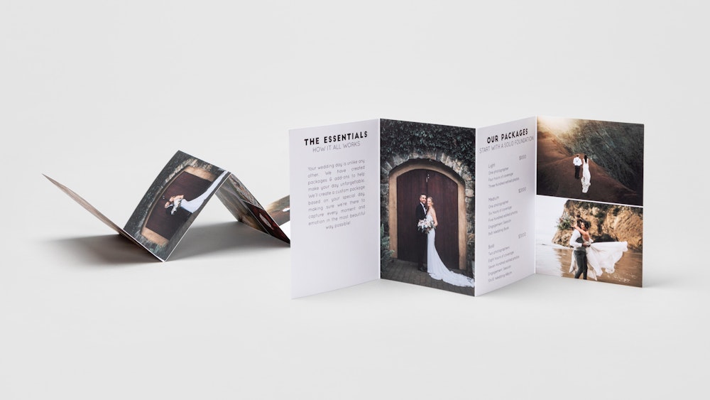 Photography package marketing 4x5.5 Accordion Folded Cards