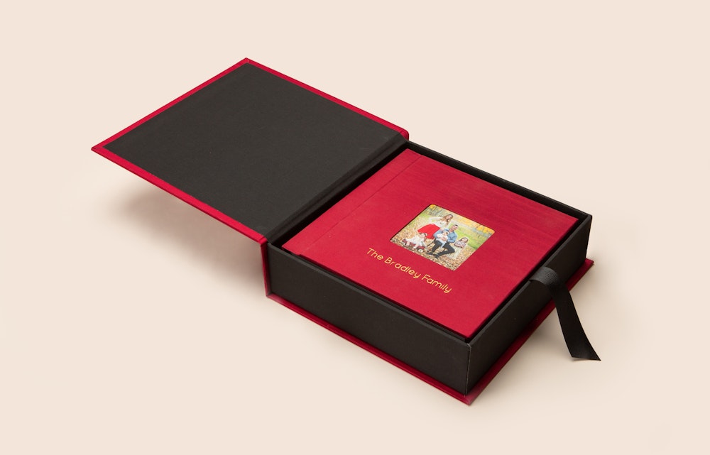 Ruby Silk Album Box with matching Debossed Cameo Cover Album
