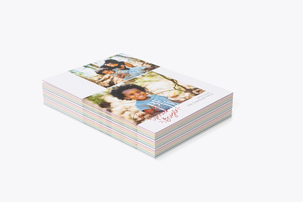 Stack of 5x7" thick Flat Cards with colored inserts